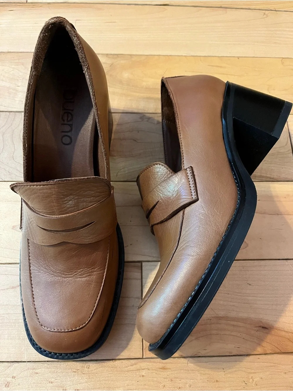 Bueno Ruth Pump Brown Leather Block Heel Loafer size 39 - Picture 8 of 8